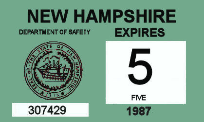 (image for) 1986-87 New Hampshire inspection sticker SMALL